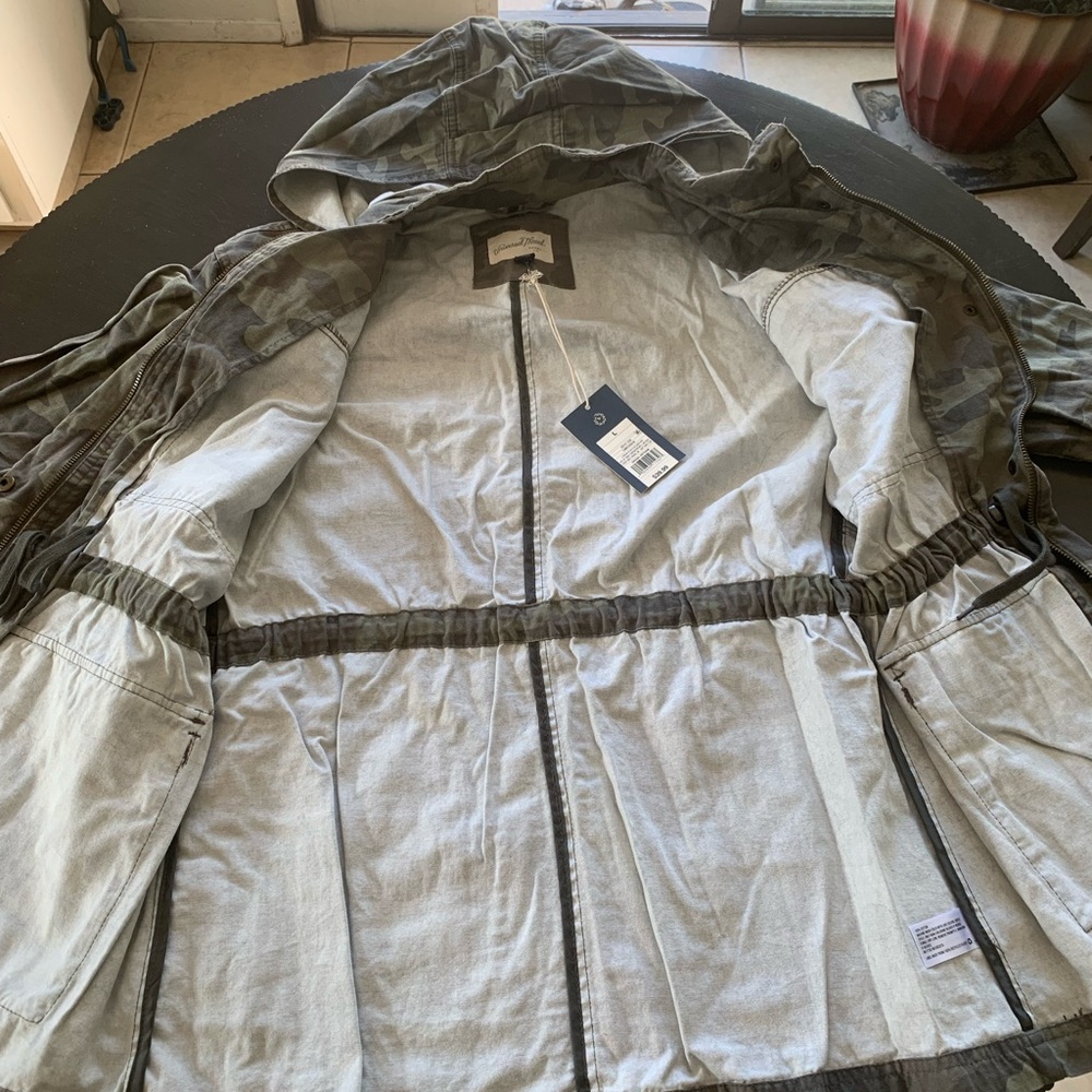 Universal Thread Womens Jacket Hooded Green Camouflage Large 100% Cotton - Picture 10 of 13